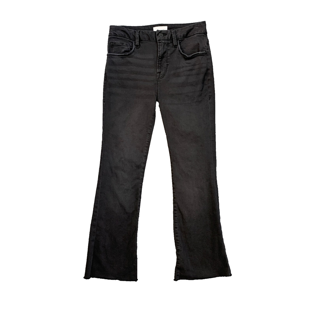Frame Jeans Womens 26 Faded Black Le Crop Mini Boot Raw Edge Mid Rise Stretch